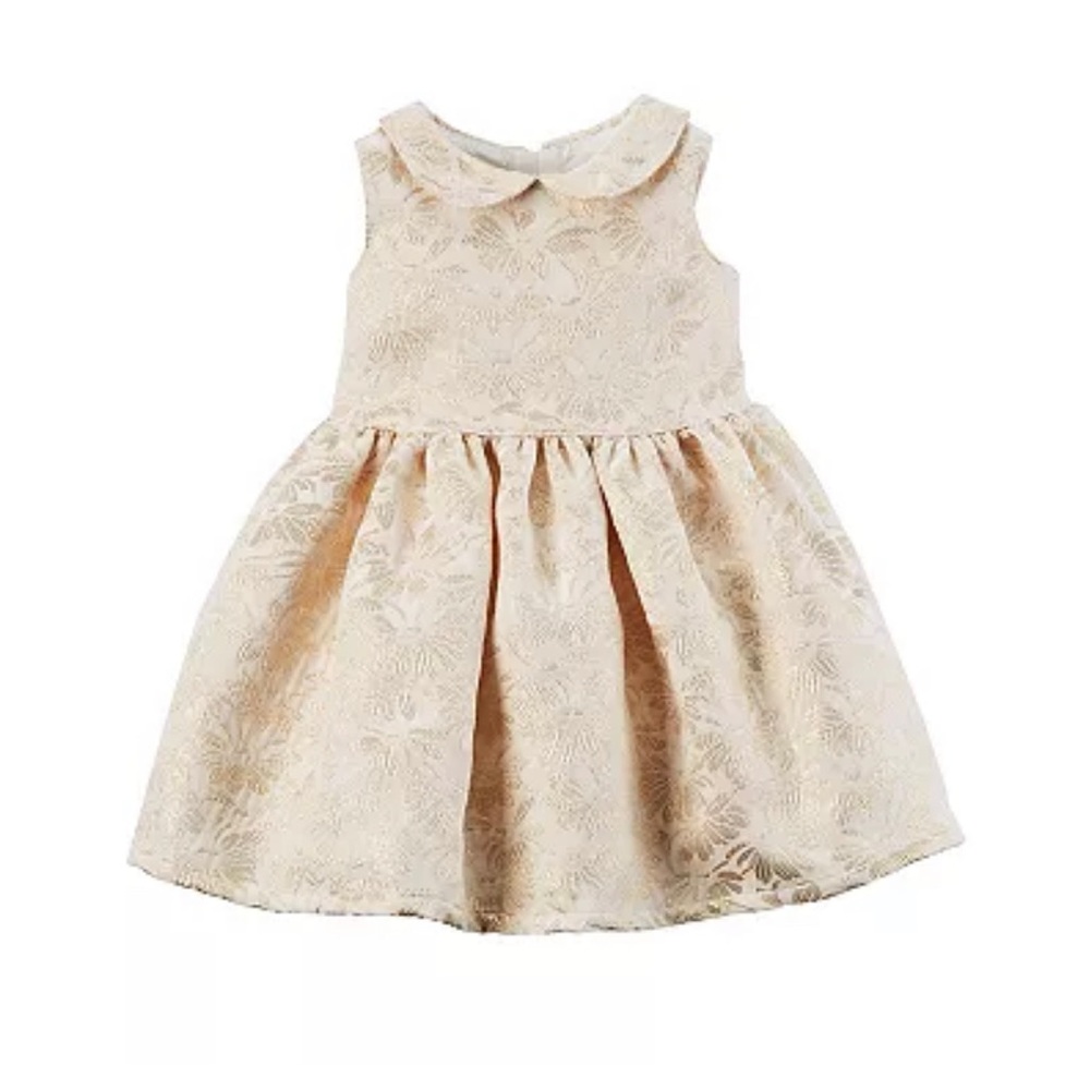 Baby Girl Carter's Gold Print Peter Pan Collar Dress